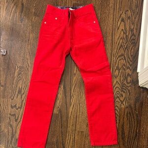 Boys Boden Red Corduroy Pants - Classic Straight Fit